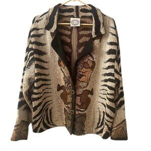 Vintage Sugar Street Weavers Women's Safari Animals Animal Print Tapestry Jacket